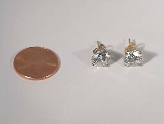 14K Yellow Gold and Cubic Zirconia Stud Earrings - image 3