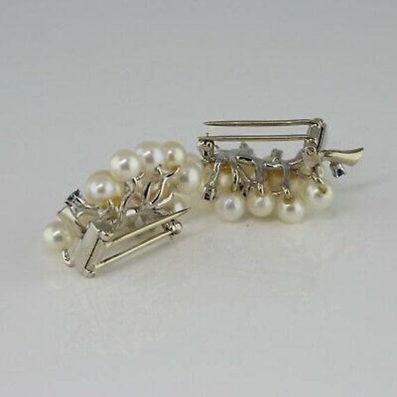 Antique 14K White Gold Pearl and Sapphire Art Dec… - image 4