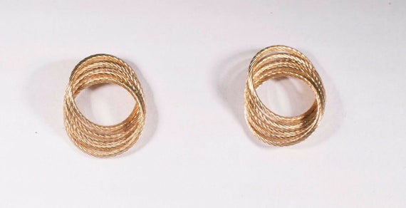 14K Yellow Gold Multi Circular Swirl Post Earrings - image 2