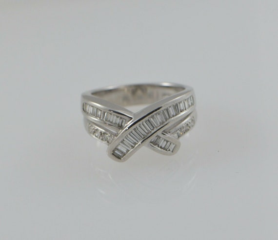 18K White Gold Diamond Baguette Ring Circa 1980, … - image 3