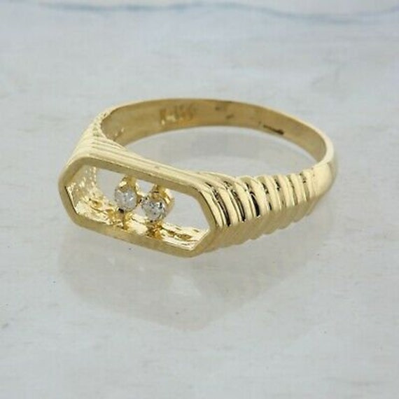 14K Yellow Gold Diamond Ring Size 5.5 Circa 1980 - image 2