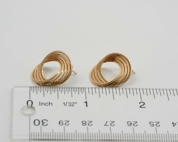 14K Yellow Gold Multi Circular Swirl Post Earrings - image 4