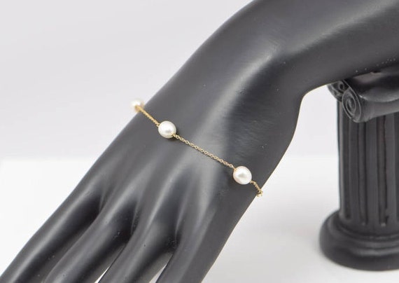 Tiffany & Co. 18k Yellow Gold Peretti 5 Pearl Bracelet, 7.25