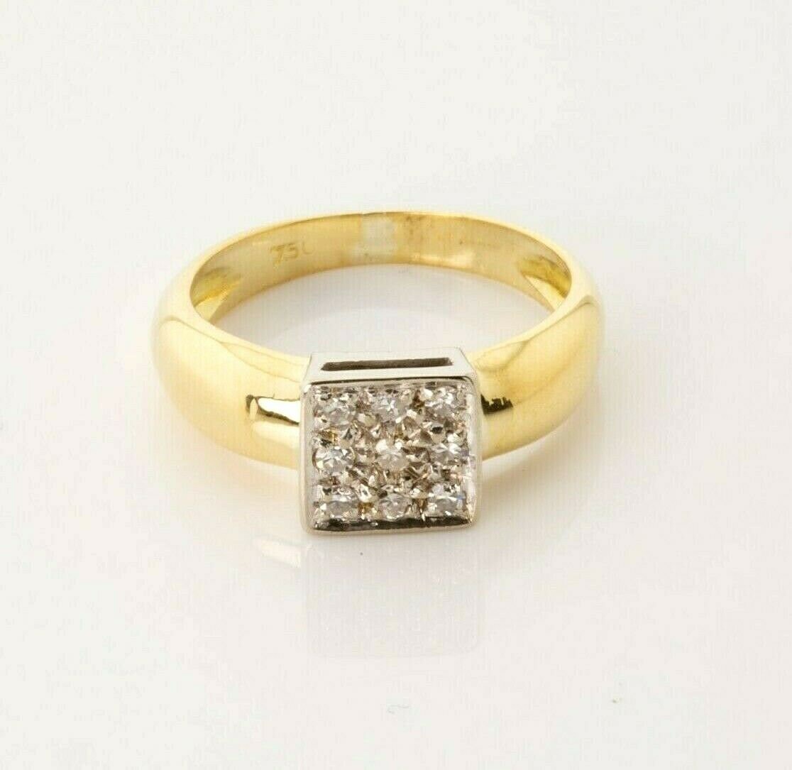 1970年代　ヴィンテージ18K ダイヤモンド　イアリング Vintage 18K Yellow Gold Diamond Ring Size 2.5 Circa 1970 - Etsy