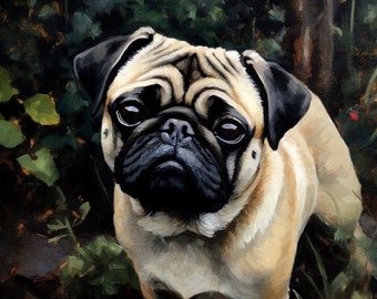 Pug oil painting, Custom dog oil painting, pet portrait oil, custom painting of dog, dog portrait oil, oil painting of dog