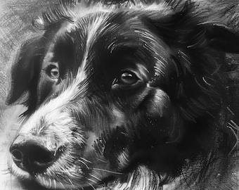 Charcoal Dog Portrait, Custom Portrait of Dog, Custom charcoal pet, Portrait of Dog, Drawing of Dog