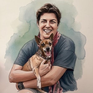 Individuelles Aquarell-Haustierporträt, Hundeporträt nach Foto, personalisiertes Erinnerungsgeschenk für Hunde im Rahmen, Haustiergemälde Bild 9