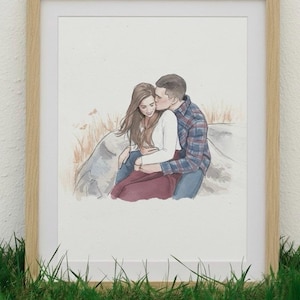 Family Portrait from Photo, Custom Portrait for Mom and Dad, Mother/Father&#39;s Day Gift, Nanny Gift, 1st Mothers Day, Gift from Daughter