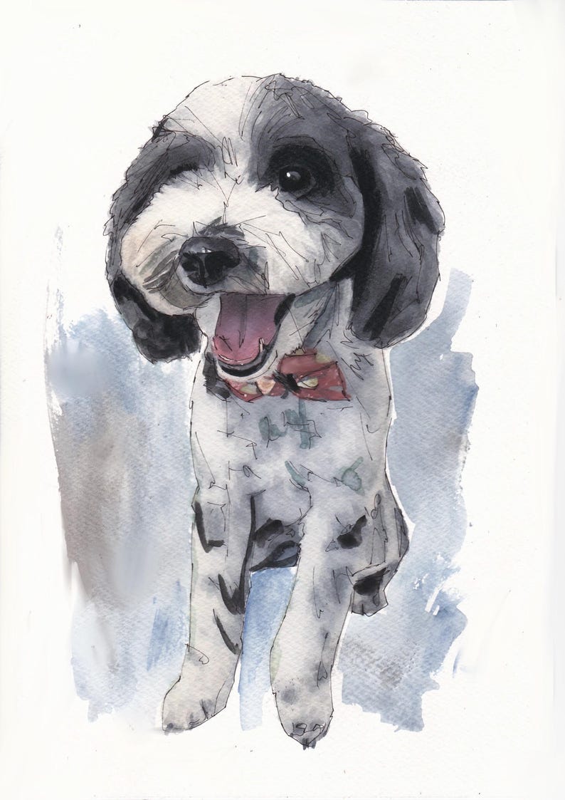 Individuelles Aquarell-Haustierporträt, Hundeporträt nach Foto, personalisiertes Erinnerungsgeschenk für Hunde im Rahmen, Haustiergemälde Bild 15