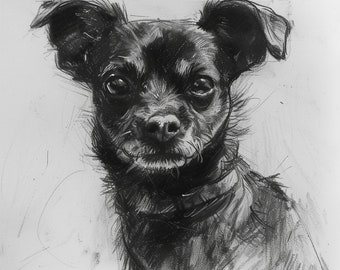 Charcoal Dog Portrait, Custom Portrait of Dog, Custom charcoal pet, Portrait of Dog, Drawing of Dog