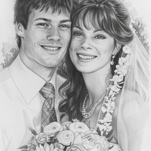 Couple Portrait, Couple Custom Drawing, Couple Drawing, Custom Wedding Portrait, Couple Pencil Portrait image 5