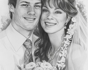 Couple Portrait, Couple Custom Drawing, Couple Drawing, Custom Wedding Portrait, Couple Pencil Portrait