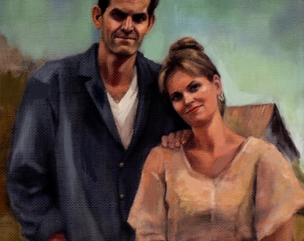 Couple oil portrait painting from photo, Couple portrait, Anniversary gifts, wedding gift, wedding portrait, Gift for Mum, Gift for Dad