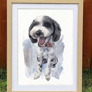 Individuelles Aquarell-Haustierporträt, Hundeporträt nach Foto, personalisiertes Erinnerungsgeschenk für Hunde im Rahmen, Haustiergemälde Bild 7