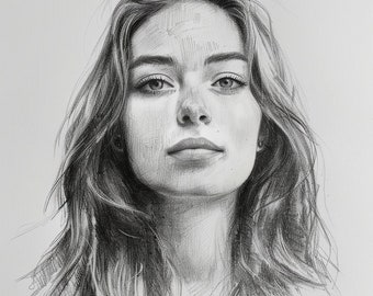 Graphite Pencil Portrait, Portrait drawing, Drawing Portrait from photo, Unique gift idea for mom, gift for girlfriend,drawing of girlfriend