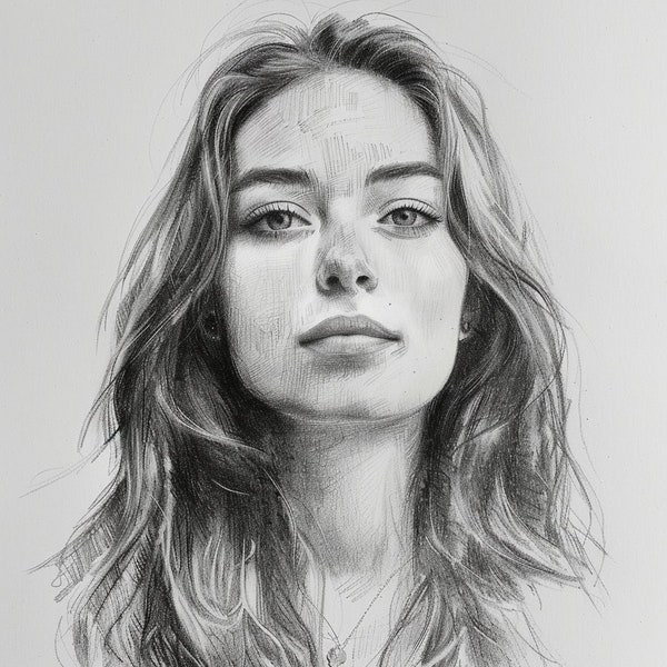 Graphite Pencil Portrait, Portrait drawing, Drawing Portrait from photo, Unique gift idea for mom, gift for girlfriend,drawing of girlfriend