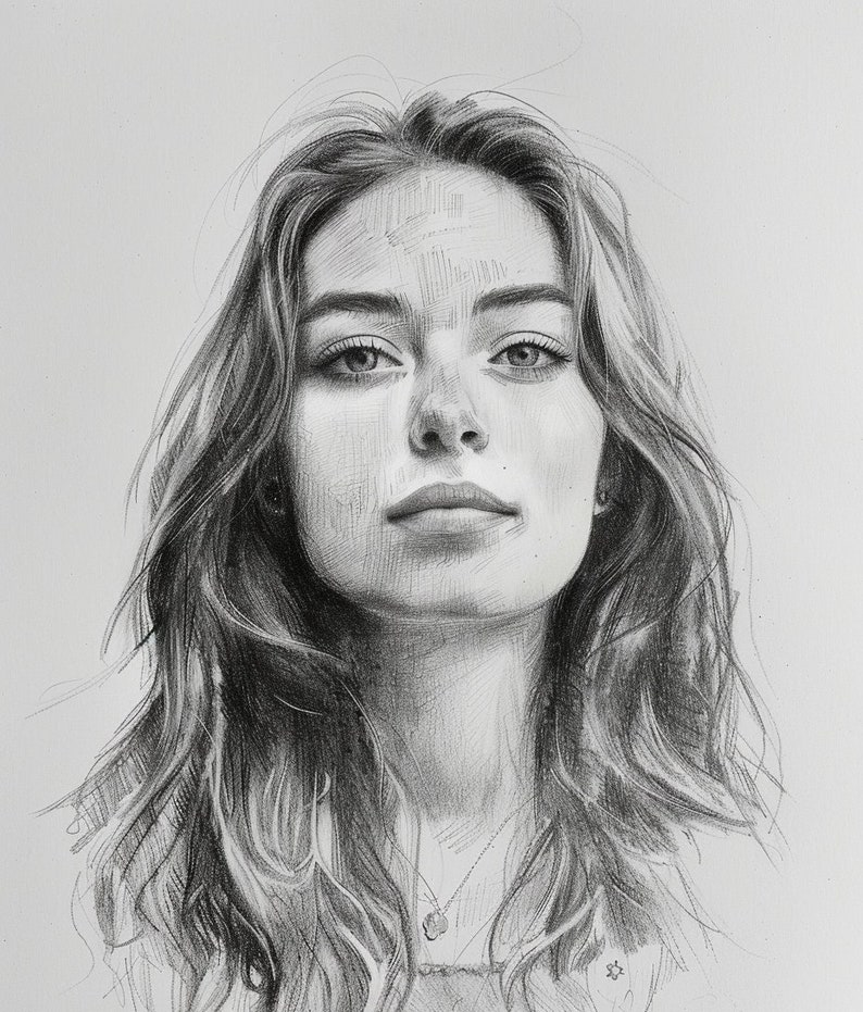 Graphite Pencil Portrait, Portrait drawing, Drawing Portrait from photo, Unique gift idea for mom, gift for girlfriend,drawing of girlfriend image 1