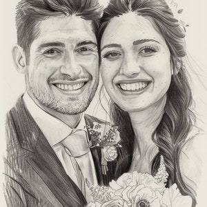 Couple Portrait, Couple Custom Drawing, Couple Drawing, Custom Wedding Portrait, Couple Pencil Portrait image 7