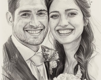 Couple Portrait, Couple Custom Drawing, Couple Drawing, Custom Wedding Portrait, Couple Pencil Portrait