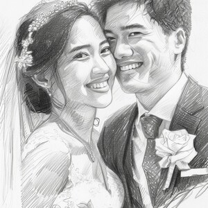 Couple Portrait, Couple Custom Drawing, Couple Drawing, Custom Wedding Portrait, Couple Pencil Portrait image 6