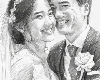 Couple Portrait, Couple Custom Drawing, Couple Drawing, Custom Wedding Portrait, Couple Pencil Portrait