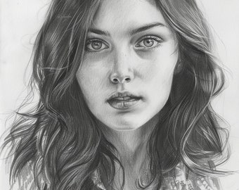 Graphite Pencil Portrait, Portrait drawing, Drawing Portrait from photo, Unique gift idea for mom, gift for girlfriend,drawing of girlfriend