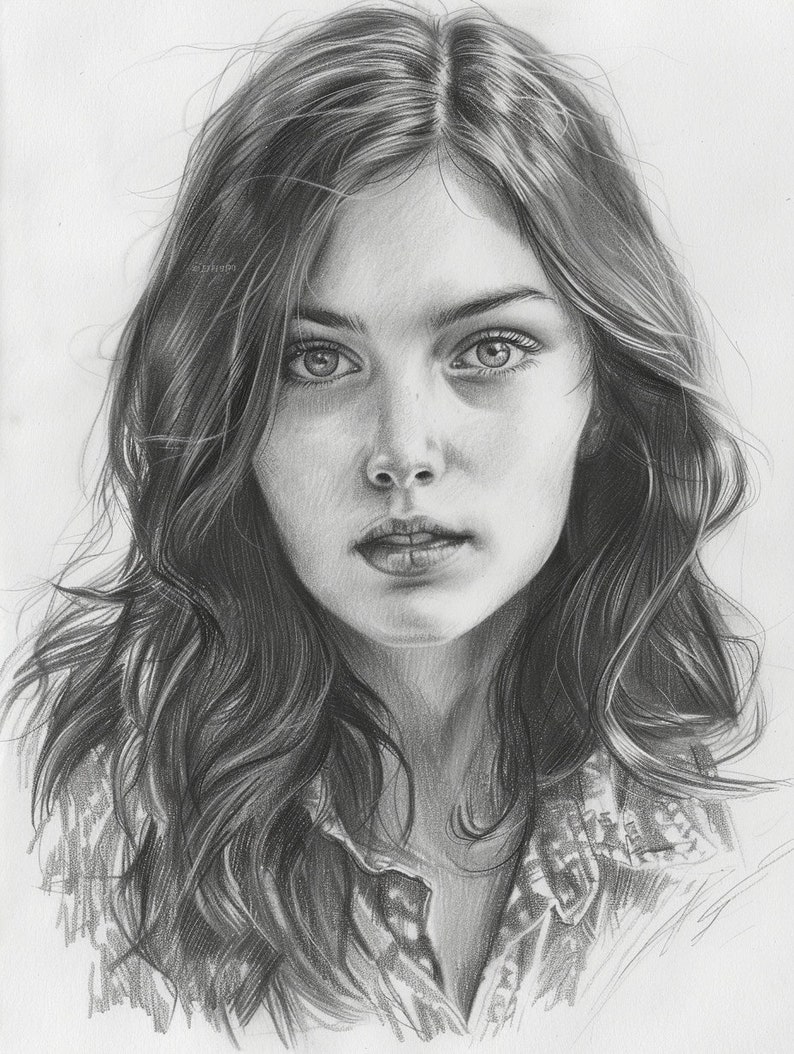 Graphite Pencil Portrait, Portrait drawing, Drawing Portrait from photo, Unique gift idea for mom, gift for girlfriend,drawing of girlfriend image 4