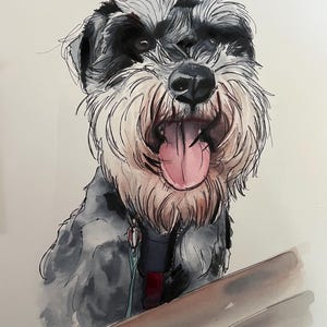 Individuelles Aquarell-Haustierporträt, Hundeporträt nach Foto, personalisiertes Erinnerungsgeschenk für Hunde im Rahmen, Haustiergemälde Bild 16