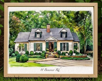 House Portrait, House Painting, Watercolor Home Painting, Custom Painting, New Home Housewarming Gift, First Home Gift, Realtor Closing Gift