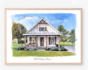 House Portrait, House Painting, Watercolor Home Painting, Custom Painting, New Home Housewarming Gift, First Home Gift, Realtor Closing Gift