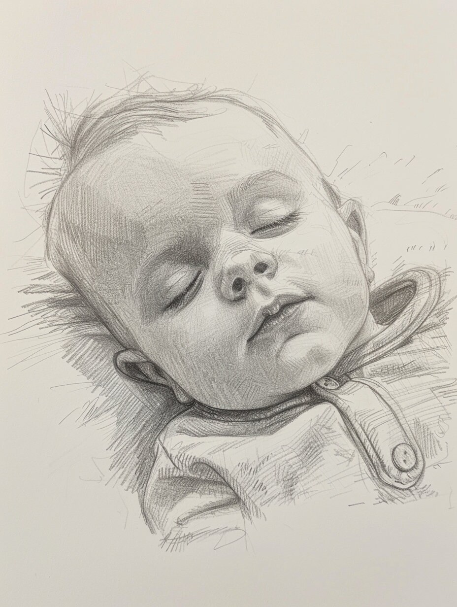 Custom Portrait of Baby, Realistic Baby Portrait From Photo, Mom and Toddler Art, Custom Pencil ...