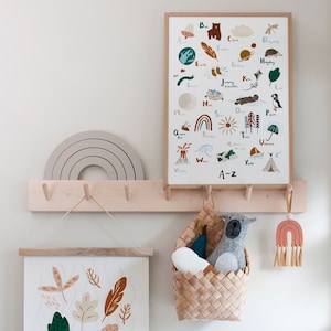 Alphabet children&#39;s art print, Personalised New Baby Gift, Nature Nursery Decor, A4 or A3