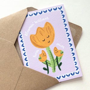 Bloomin' Brilliant Twin Moederdagkaart, Twin Mum Card, Bloemenkaart