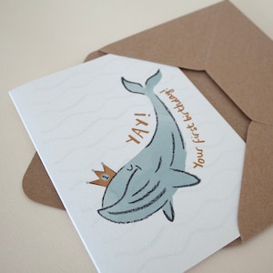 Carte premier anniversaire baleine, carte 1er anniversaire animal