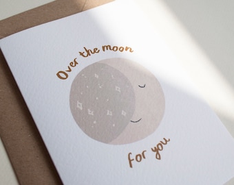 Over the Moon For You Celebration Card, New Baby Card