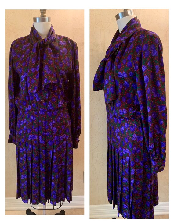 1960’s Givenchy Pussy Bow Pleated Floral Dress