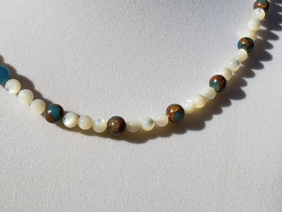 Golden Ocean Quartz and Mother of Pearl Necklace