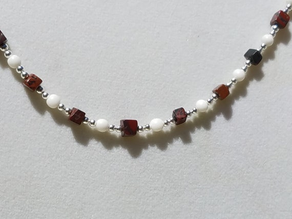 Jasper Cubes with Bone & Silver