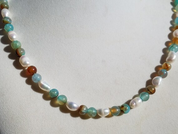 Water Agate and Baroque Fresh Water Pearls
