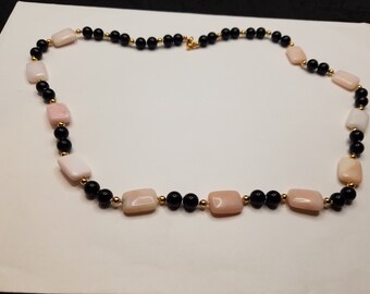 Pink Peruvian Opal Tiles and Black Onyx