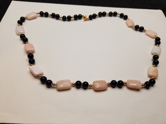 Pink Peruvian Opal Tiles and Black Onyx