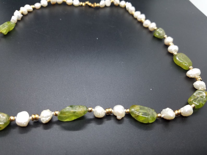 Peridot Nuggets and Baroque Fresh-Water Pearls image 2