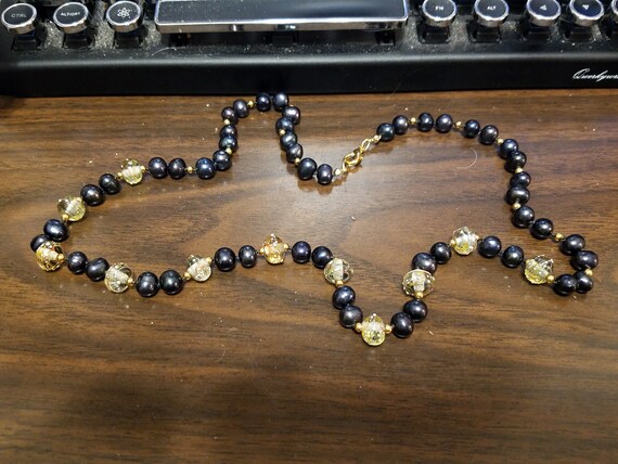 Torch Work Glass and Black Fresh Water Pearls