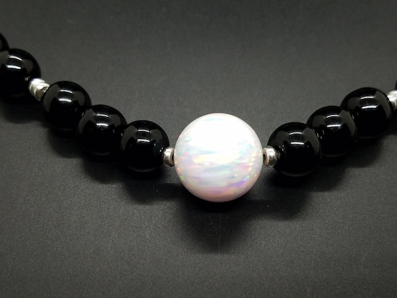 White Fire Opal and Black Glass