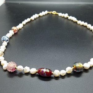 Torch-Work Dichroic Glass and Baroque Fresh Water Pearls