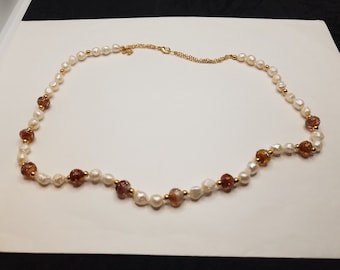 Torch-Work Glass (Chili Pepper) and Baroque Fresh Water Pearls