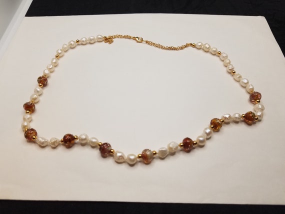 Torch-Work Glass (Chili Pepper) and Baroque Fresh Water Pearls