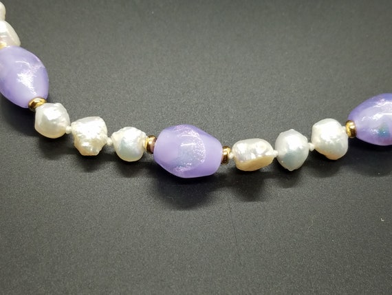 Lavender Torch-Work Glass with Baroque Fresh Water Pearls