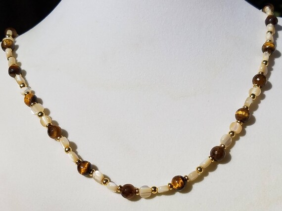 Faceted Tiger Eye and Mother of Pearl