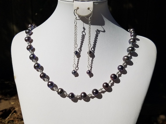 Black Fresh Water Pearls and Silver
